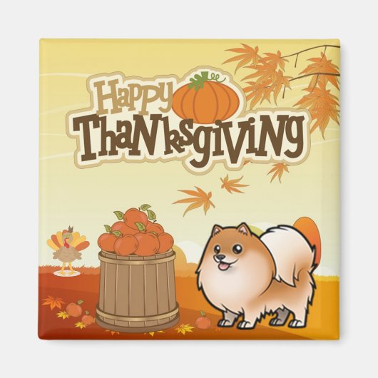 Happy Thanksgiving Pomeranian Magneet (Voorkant)