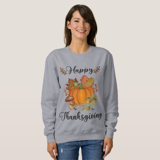 Happy Thanksgiving, pomkin Women's Sweatshirt (Voorkant volledig)