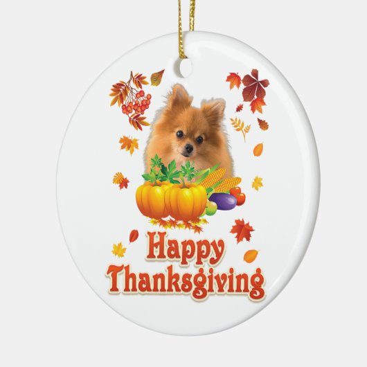 Happy Thanksgiving pommerische hond Im bedankt voo Keramisch Ornament (Links)