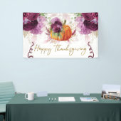 Happy Thanksgiving pompoen Bourgogne bloemen Spandoek (Beurs)