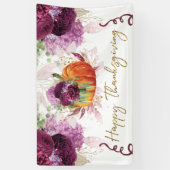 Happy Thanksgiving pompoen Bourgogne bloemen Spandoek (Verticaal)
