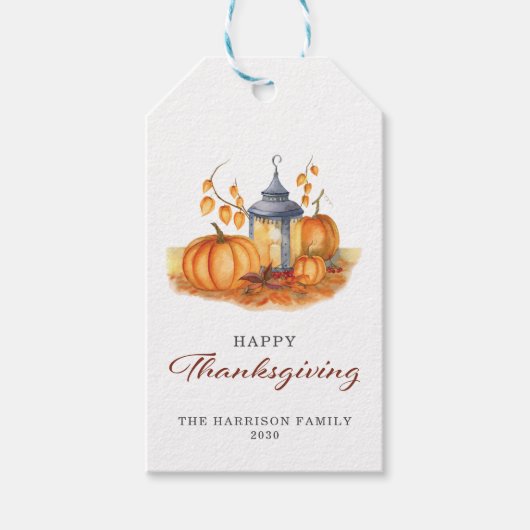 Happy Thanksgiving  pompoen Cadeaulabel (Voorkant)