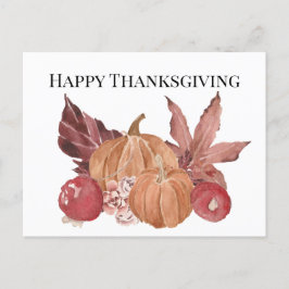 Happy Thanksgiving pompoen Cherry Leaf Waterverf Briefkaart
