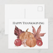 Happy Thanksgiving pompoen Cherry Leaf Waterverf Briefkaart (Voorkant / Achterkant)