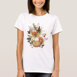 Happy Thanksgiving, pompoen en rozen bloemen bouqu T-shirt