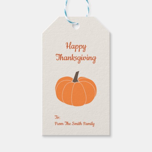 Happy Thanksgiving Pompoen Gift Label Cadeaulabel (Voorkant)