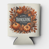 Happy Thanksgiving pompoen herfst bladeren krans Blikjeskoeler (Voorkant)