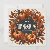 Happy Thanksgiving pompoen herfst bladeren krans Feestdagenkaart (Voorkant)