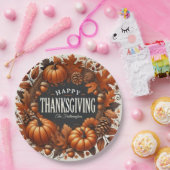 Happy Thanksgiving pompoen herfst bladeren krans Papieren Bordje (Feest)