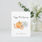 Happy Thanksgiving pompoen Herfst Elegant Briefkaart (Staand voorkant)
