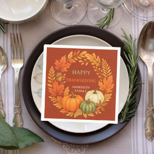 Happy Thanksgiving pompoen herfst terracotta Servet