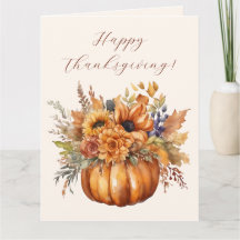 Happy Thanksgiving-pompoen met bloemen-