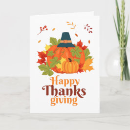 Happy Thanksgiving-pompoen met Petten en bladeren