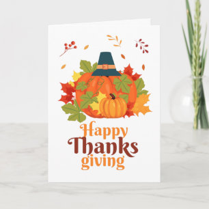 Happy Thanksgiving-pompoen met Petten en bladeren