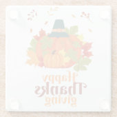 Happy Thanksgiving-pompoen met Petten en bladeren Glazen Onderzetter (Achterkant)