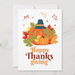 Happy Thanksgiving-pompoen met Petten en bladeren Kaart