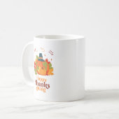 Happy Thanksgiving-pompoen met Petten en bladeren Koffiemok (Voorkant links)