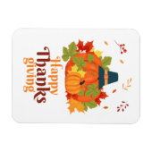 Happy Thanksgiving-pompoen met Petten en bladeren Magneet (Horizontaal)