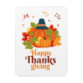 Happy Thanksgiving-pompoen met Petten en bladeren Magneet (Verticaal)