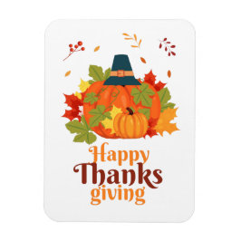 Happy Thanksgiving-pompoen met Petten en bladeren Magneet