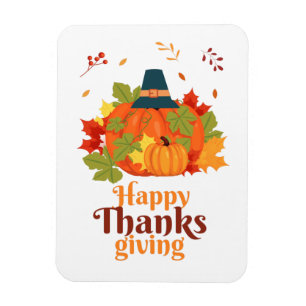 Happy Thanksgiving-pompoen met Petten en bladeren Magneet