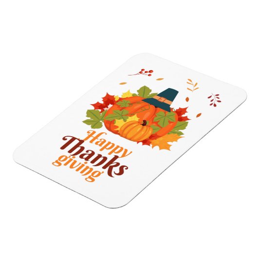 Happy Thanksgiving-pompoen met Petten en bladeren Magneet (Linkerzijde)