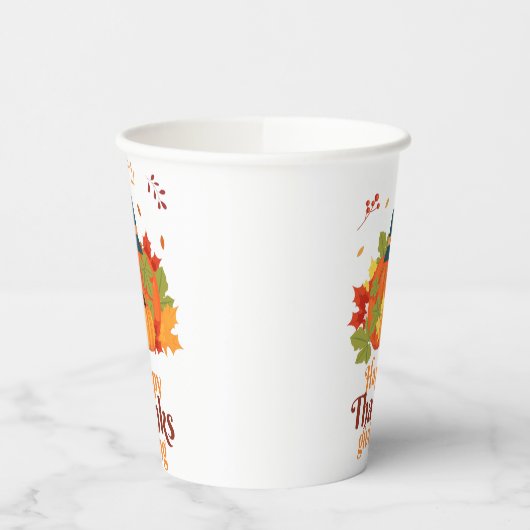Happy Thanksgiving-pompoen met Petten en bladeren Papieren Bekers (Links)