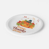 Happy Thanksgiving-pompoen met Petten en bladeren Papieren Bordje (Gekanteld)