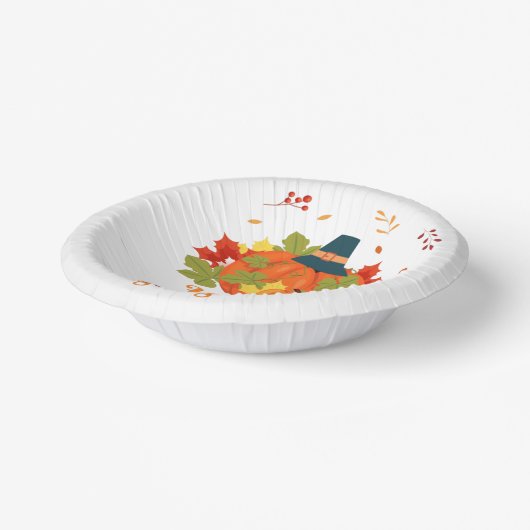 Happy Thanksgiving-pompoen met Petten en bladeren Papieren Kommen (Gebogen)