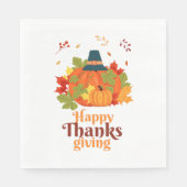Happy Thanksgiving-pompoen met Petten en bladeren Servet (Voorkant)