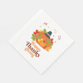 Happy Thanksgiving-pompoen met Petten en bladeren Servet (Hoek)