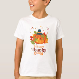 Happy Thanksgiving-pompoen met Petten en bladeren T-shirt