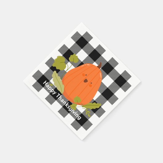 Happy Thanksgiving-pompoen op de linker luiers Servet (Hoek)