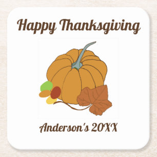 Happy thanksgiving pompoen Papier Onderzetter