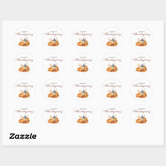 Happy Thanksgiving  pompoen Ronde Sticker (Vel)