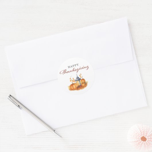 Happy Thanksgiving  pompoen Ronde Sticker (Envelop)