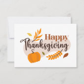 Happy Thanksgiving Pompoen Vallen Bladeren Kaart (Voorkant)