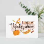 Happy Thanksgiving Pompoen Vallen Bladeren Kaart (Staand voorkant)