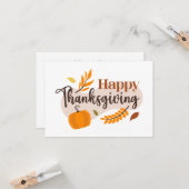 Happy Thanksgiving Pompoen Vallen Bladeren Kaart (Voorkant / Achterkant in situ)