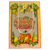 Happy Thanksgiving Pompoen Verlaat Herfst Festival Medium Cadeauzakje (Achterkant)