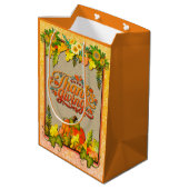 Happy Thanksgiving Pompoen Verlaat Herfst Festival Medium Cadeauzakje (Achterkant Gekanteld)