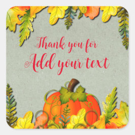 Happy Thanksgiving Pompoen Verlaat Herfst Festival Vierkante Sticker