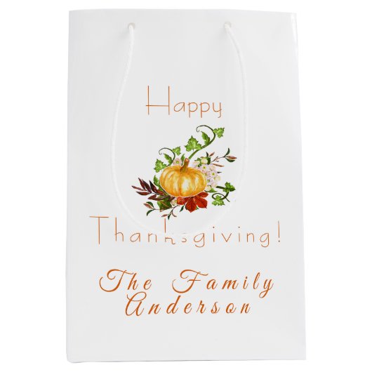 Happy thanksgiving pompoen waterverf medium cadeauzakje (Voorkant)