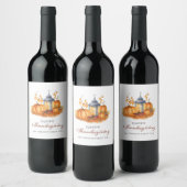 Happy Thanksgiving  pompoen Wijn Etiket (Flessen)