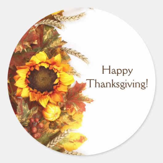 Happy Thanksgiving Pompoen Zonnebloem Envelop Seal Ronde Sticker (Voorkant)