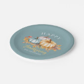 Happy Thanksgiving-pompoenen blauw Papieren Bordje (Gekanteld)