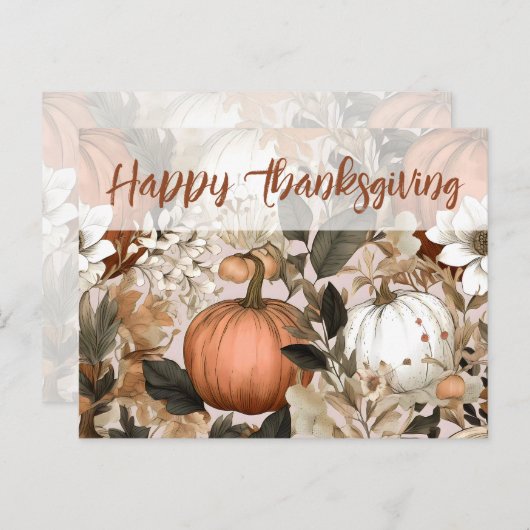 Happy Thanksgiving-pompoenen Briefkaart (Voorkant / Achterkant)