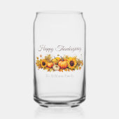 Happy Thanksgiving  Pompoenen Custom Herfst Blikvorm Glas (Voorkant)