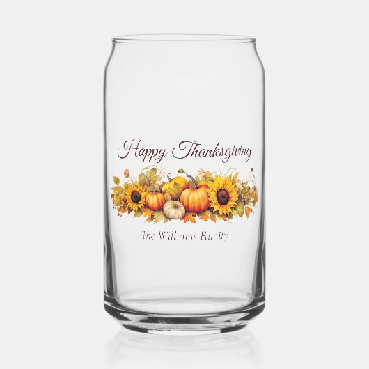 Happy Thanksgiving Pompoenen Custom Herfst Blikvorm Glas (Voorkant)
