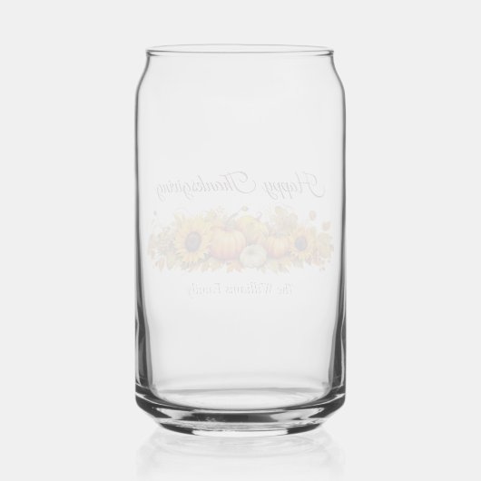Happy Thanksgiving  Pompoenen Custom Herfst Blikvorm Glas (Achterkant)